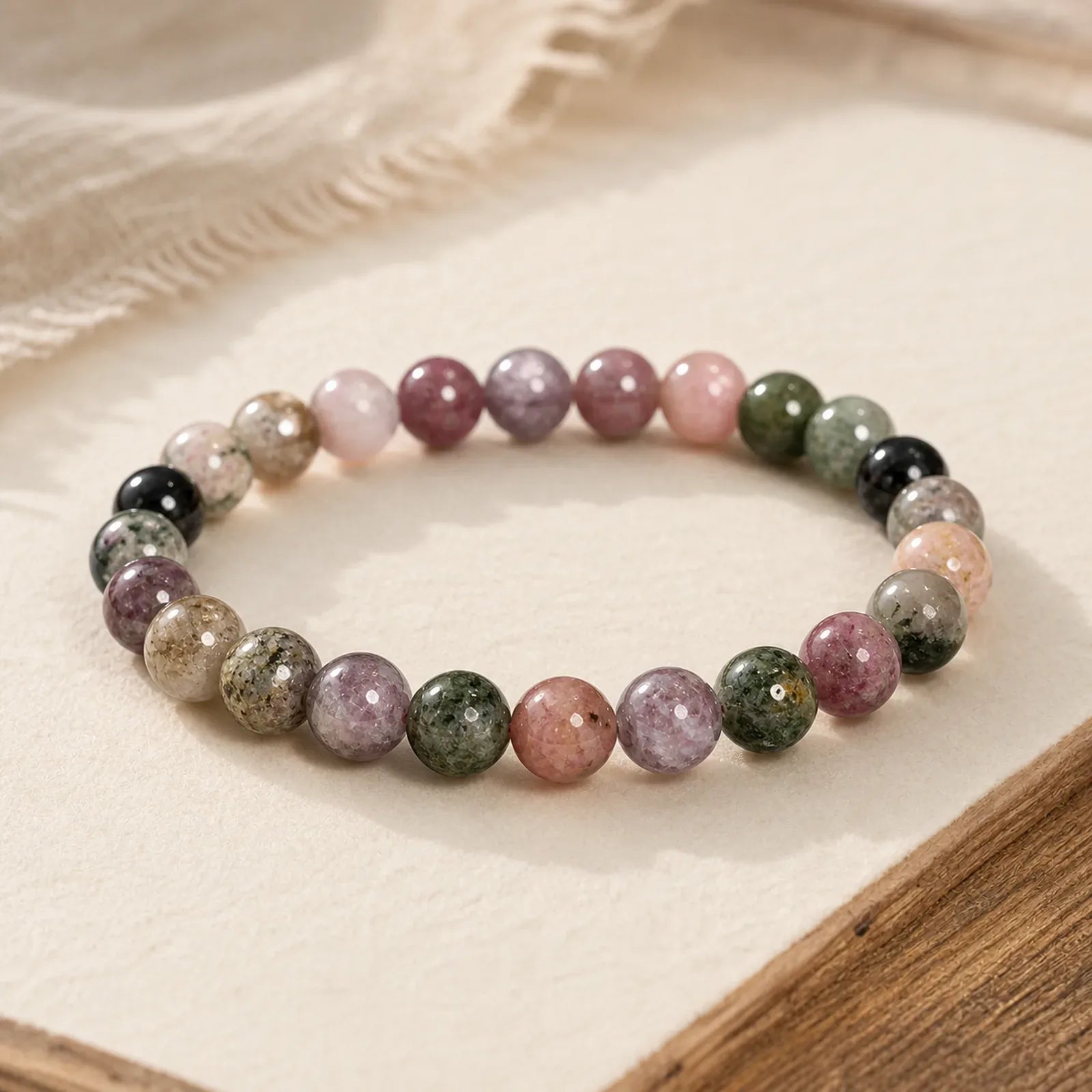 Rainbow Tourmaline Positive Bracelet featuring Tourmaline