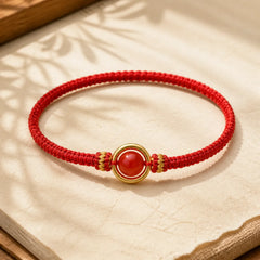 Red Agate Bead Peace Buckle Calm Rope Bracelet featuring Red Agate, Peace Buckle, Red String