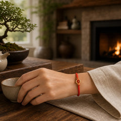 Red Agate Bead Peace Buckle Calm Rope Bracelet featuring Red Agate, Peace Buckle, Red String