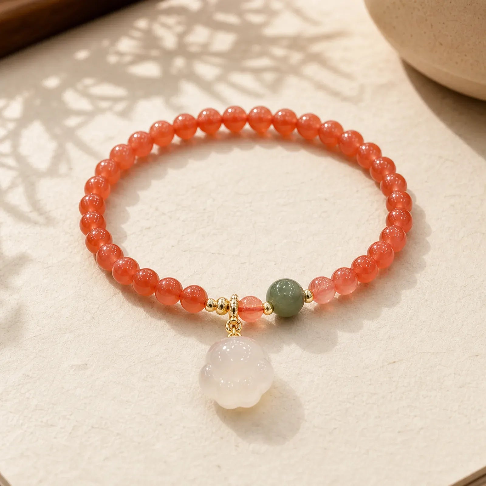 Red Agate Chalcedony Cat Paw Jade Confidence Bracelet featuring Red Agate, Chalcedony, Jade