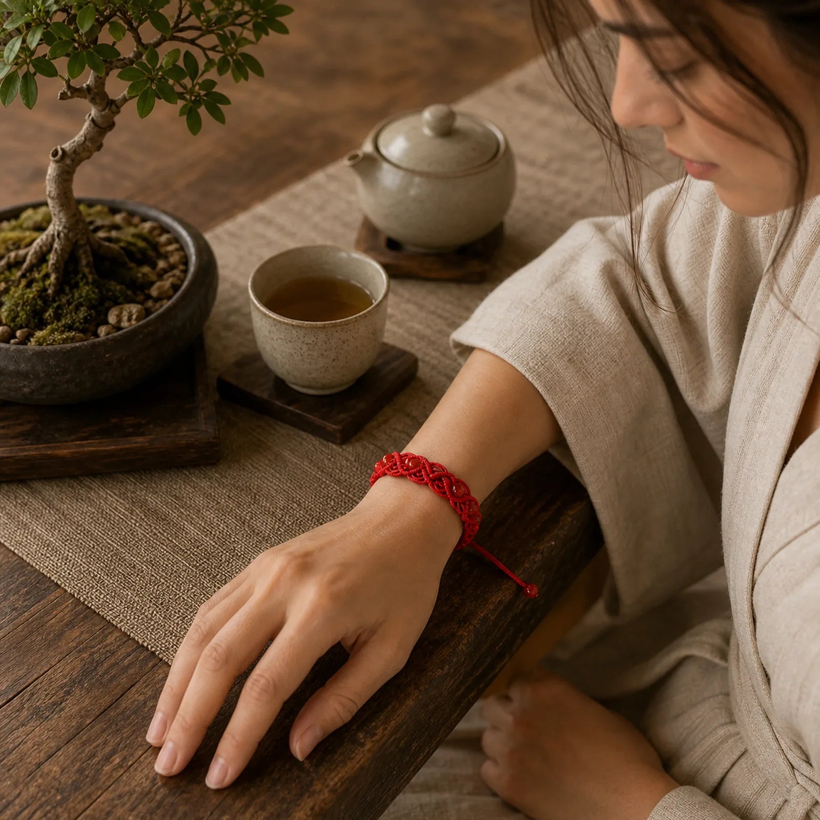Red Agate Confidence Red String Bracelet featuring Red Agate, Red String