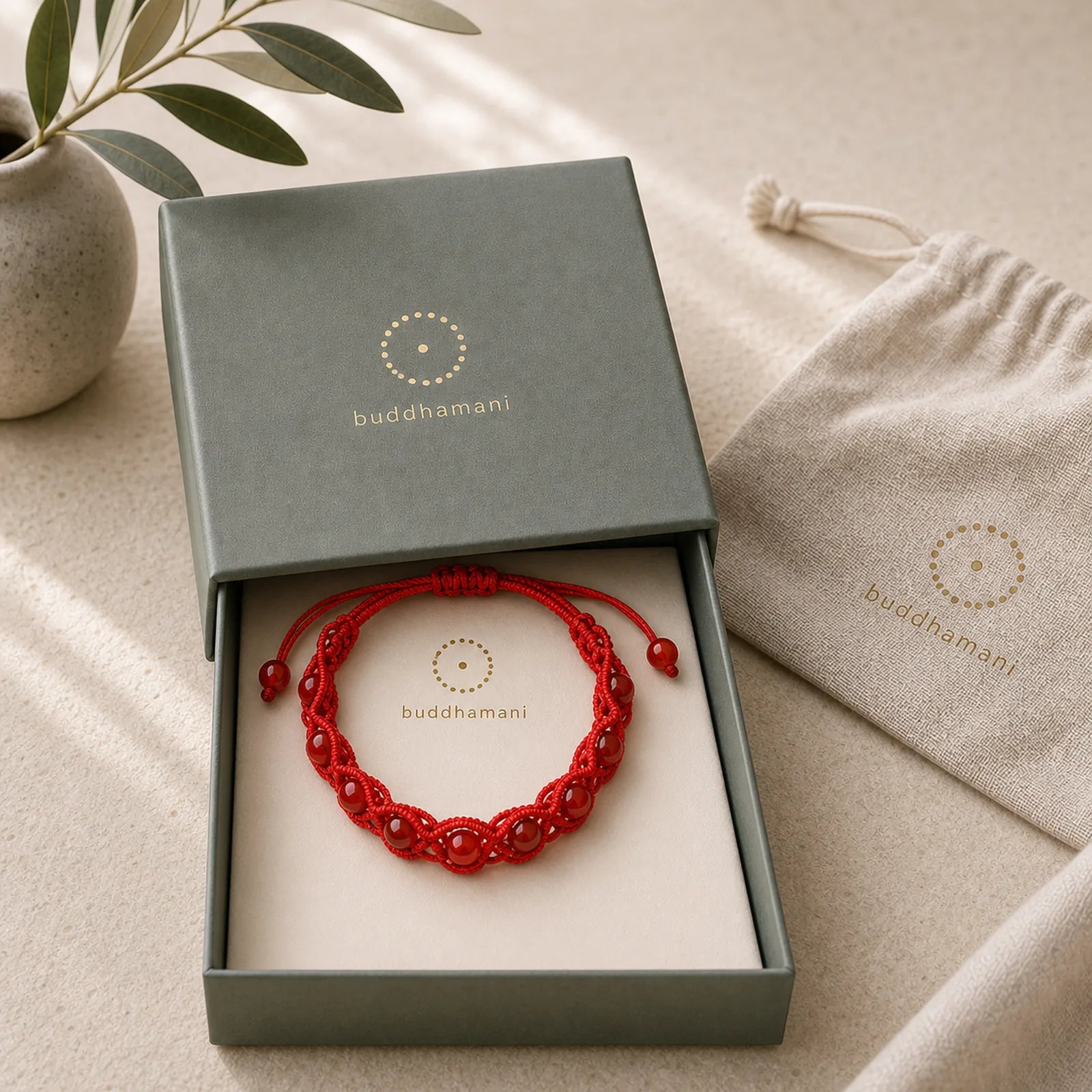 Red Agate Confidence Red String Bracelet featuring Red Agate, Red String