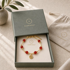 Red Agate Fu Character Charm Self-acceptance Bracelet featuring Red Agate, Fu Character, Copper
