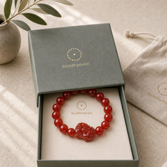 Red Agate Lucky Pixiu Wealth Luck Bracelet featuring Red Agate, Pixiu