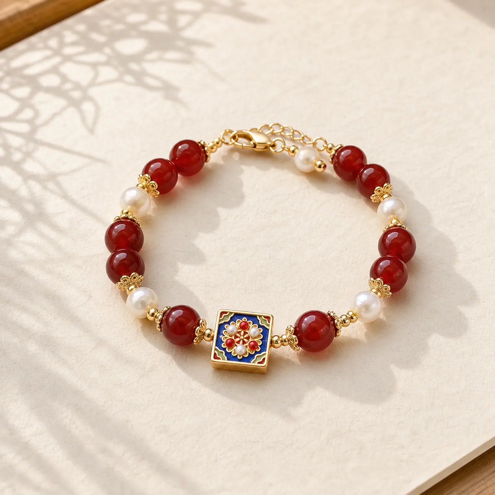 Red Agate Pearl Confidence Self-acceptance Bracelet featuring Red Agate, Pearl