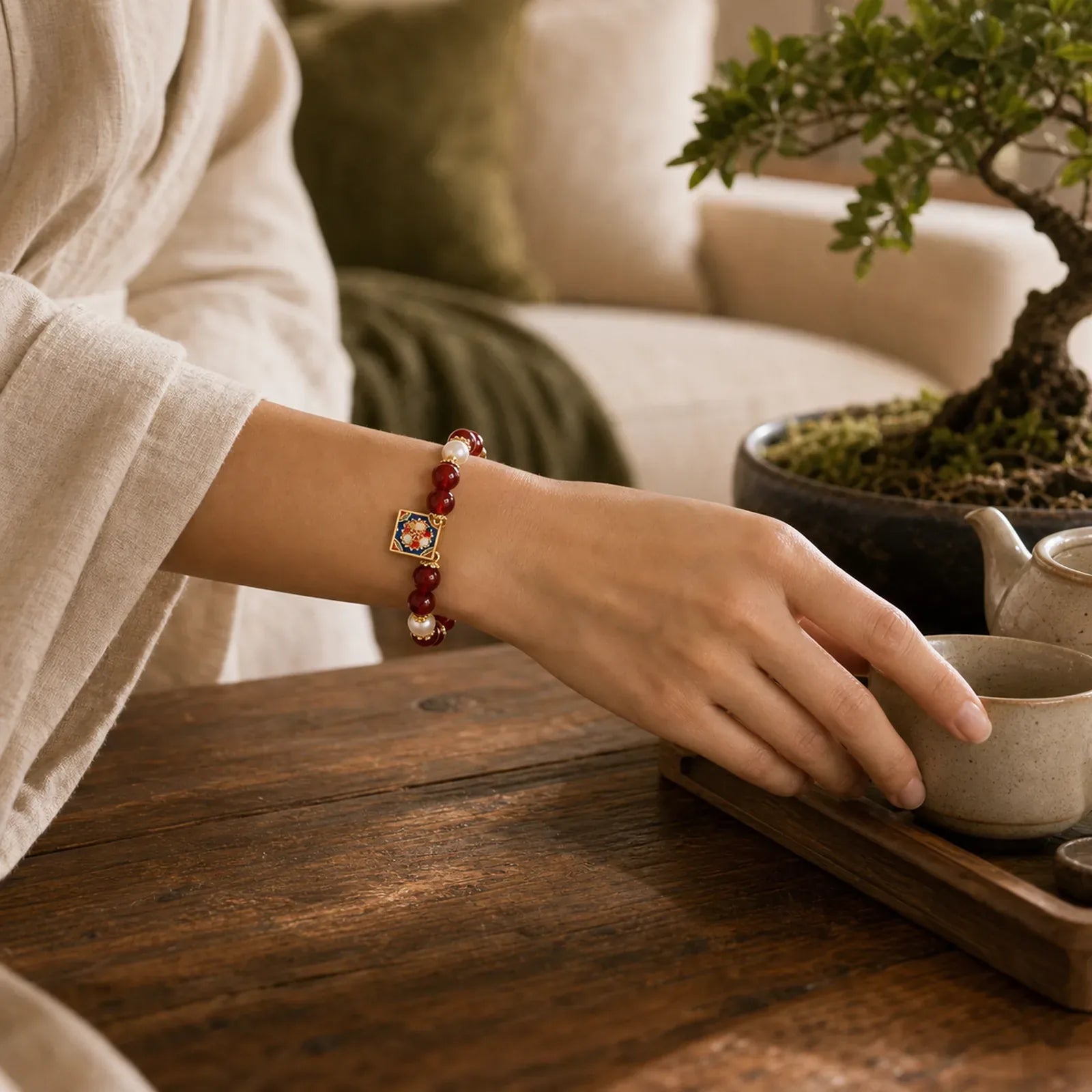 Red Agate Pearl Confidence Self-acceptance Bracelet featuring Red Agate, Pearl