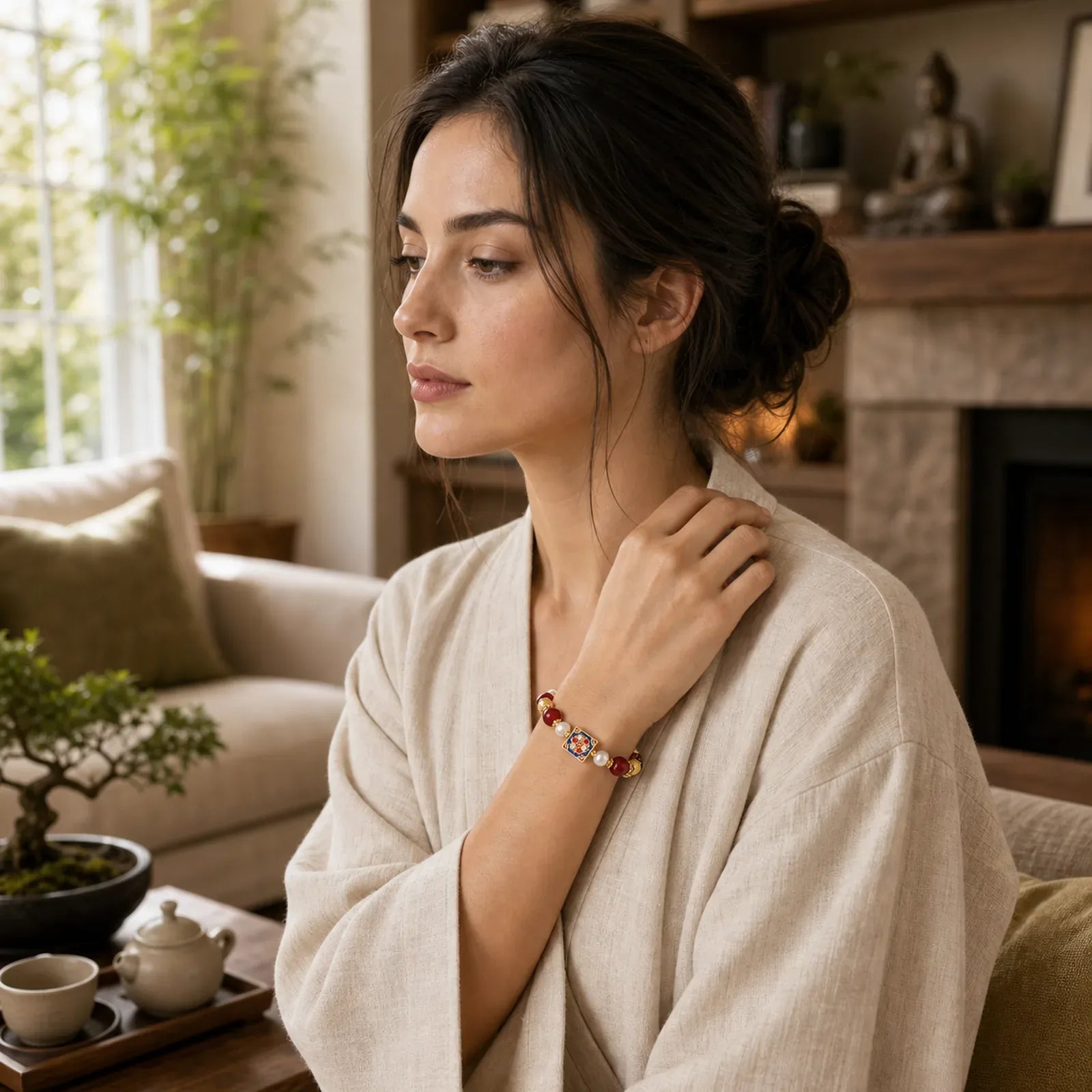 Red Agate Pearl Confidence Self-acceptance Bracelet featuring Red Agate, Pearl