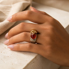 Red Agate PiXiu Wealth Ring featuring Red Agate, Pixiu, Copper