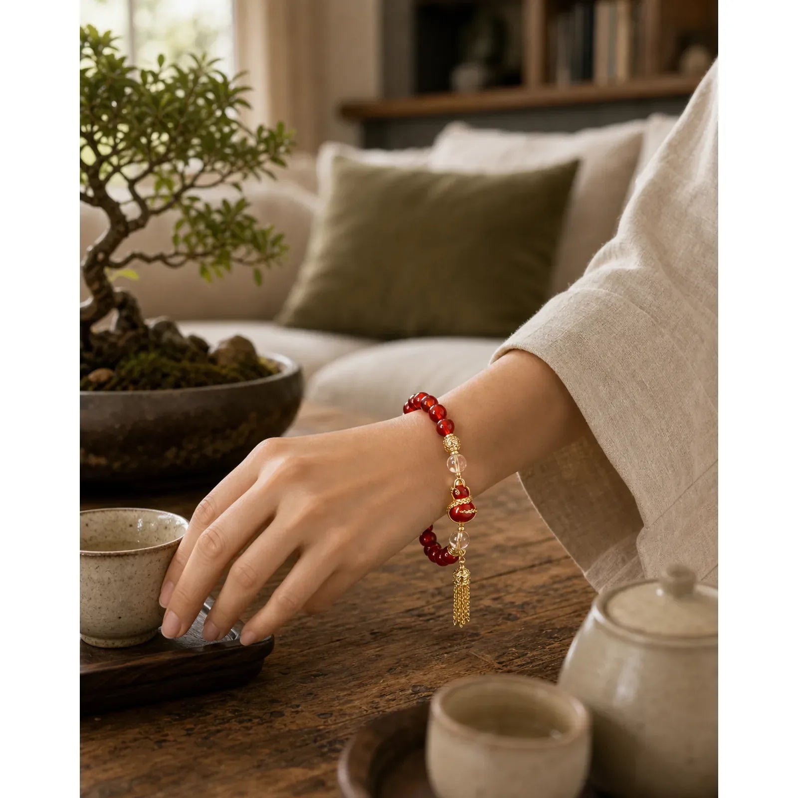 Red Agate Year Of The Snake Gourd Luck Bracelet Necklace Pendant (Extra 30% Off | USE CODE: FS30) featuring Red Agate