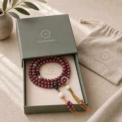 Red Bodhi Seed Om Mani Padme Hum Lotus Engraved Harmony Bracelet (Extra 30% Off | USE CODE: FS30) featuring Bodhi Seed, Om Mani Padme Hum, Om