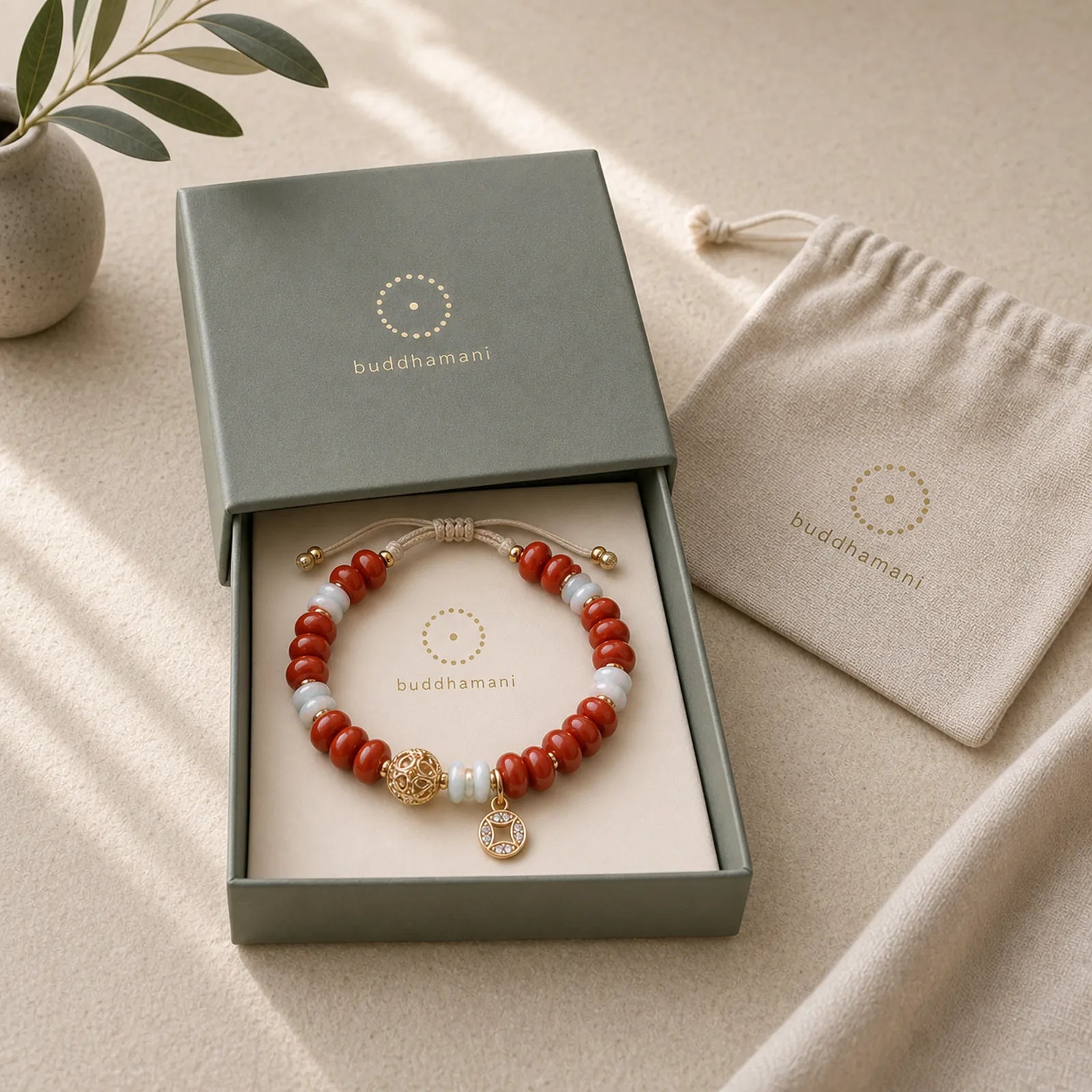 Red Jasper Shoushan Stone Abacus Beads Copper Coin Protection Bracelet featuring Red Jasper, Shoushan Stone, Copper
