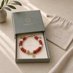 Red Jasper Shoushan Stone Abacus Beads Copper Coin Protection Bracelet featuring Red Jasper, Shoushan Stone, Copper