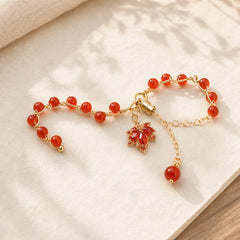 Red Maple Leaf Luck Charm Bracelet featuring Copper