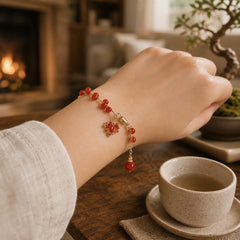 Red Maple Leaf Luck Charm Bracelet featuring Copper