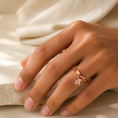 Red String 925 Sterling Silver Luck Open Ring featuring Red String, Silver, Red Agate