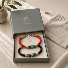 Red String Black String Six True Words 925 Sterling Silver Connection Bracelet featuring Red String, Silver, Om Mani Padme Hum
