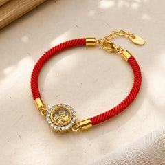 Red String Copper Brass Rotatable Windmill Feng Sheng Shui Qi Protection Braided Bracelet featuring Red String, Copper