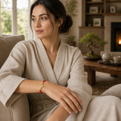Red String Copper Brass Rotatable Windmill Feng Sheng Shui Qi Protection Braided Bracelet featuring Red String, Copper