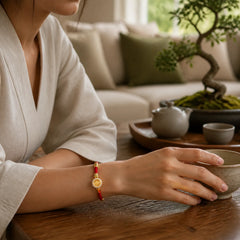 Red String Copper Brass Rotatable Windmill Feng Sheng Shui Qi Protection Braided Bracelet featuring Red String, Copper
