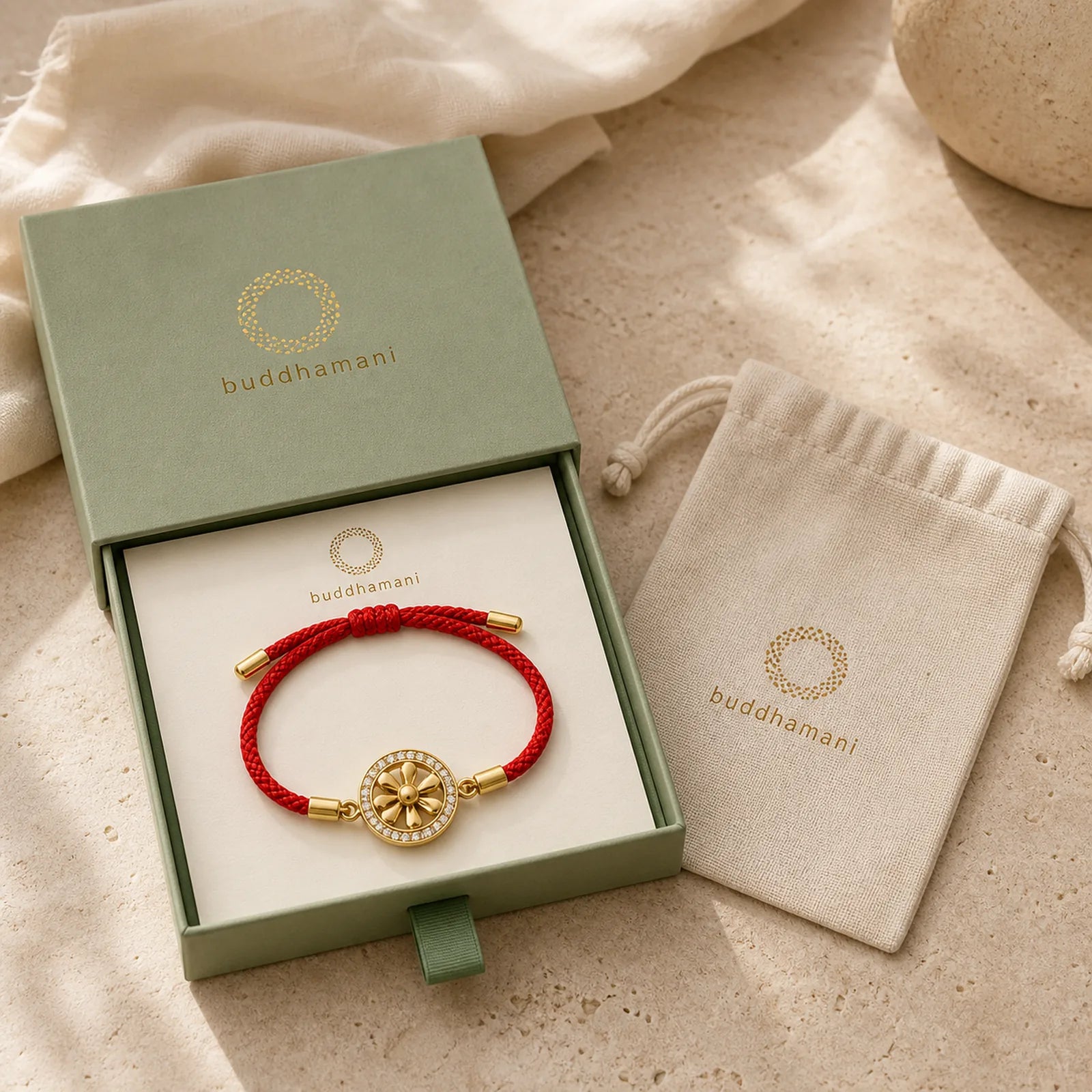 Red String Copper Brass Rotatable Windmill Feng Sheng Shui Qi Protection Braided Bracelet featuring Red String, Copper