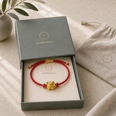 Red String Copper Lucky Cat Protection Energy Bracelet featuring Red String, Copper