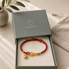 Red String Fu Character Ingot Ruyi Stick Luck Braided Bracelet featuring Red String, Fu Character