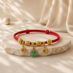 Red String Fu Character Peace Buckle Strength Adjustable Cats Dogs Pet Collar featuring Red String, Fu Character, Peace Buckle