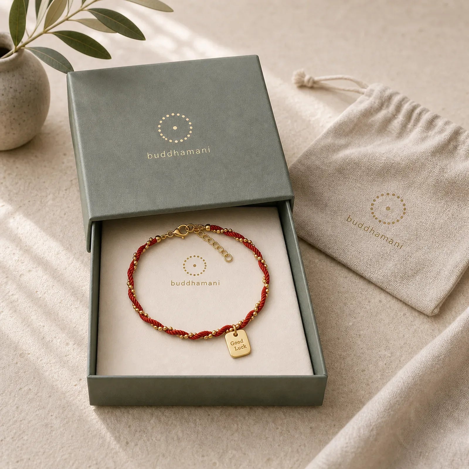 Red String Gold Plated Copper Good Luck Strength Bracelet featuring Red String, Copper