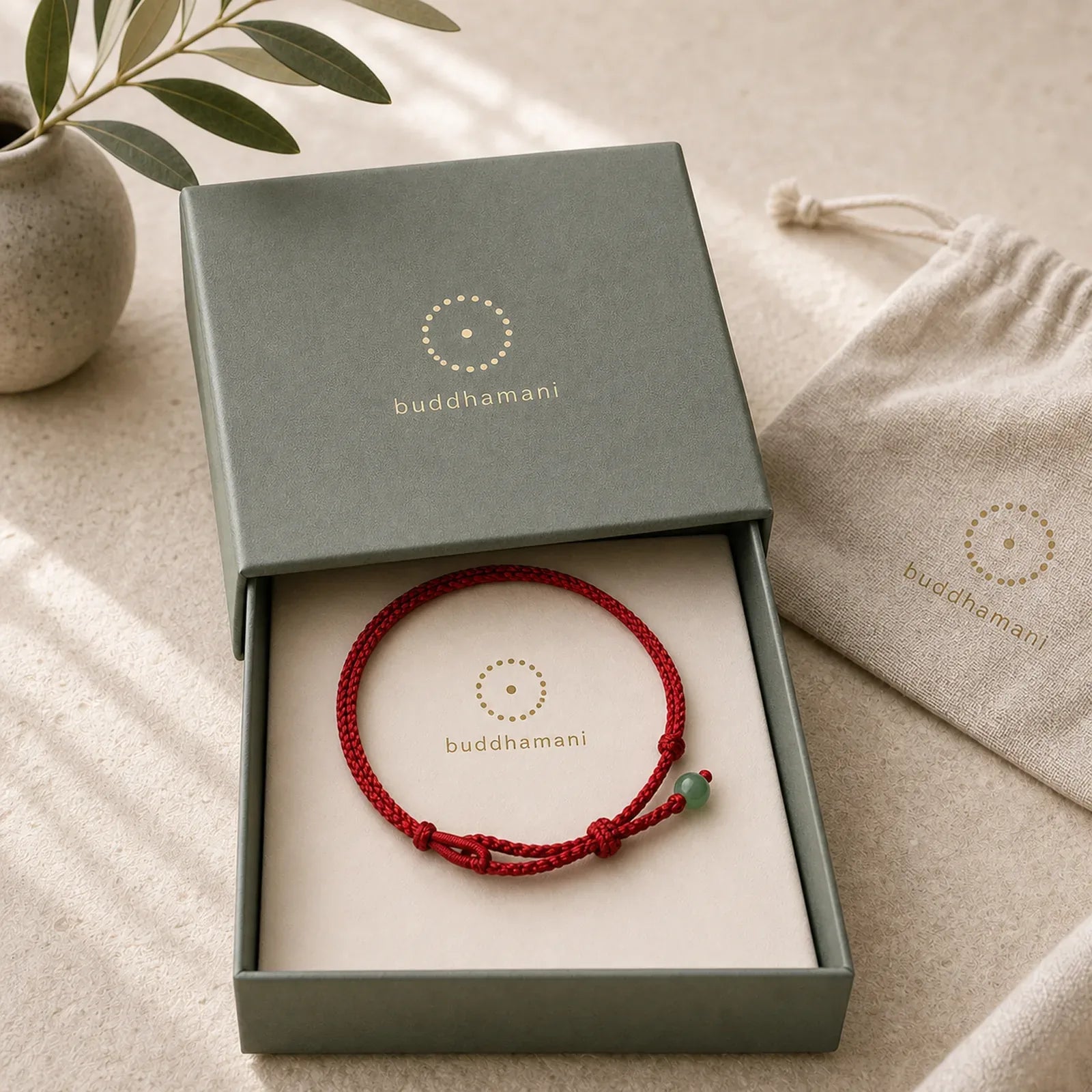 Red String Jade Connection Bracelet featuring Red String, Jade