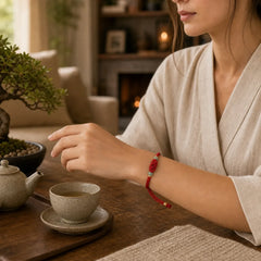 Red String Jade Luck Fortune Knot Braided Couple Bracelet featuring Red String, Jade