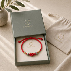 Red String Jade Luck Fortune Knot Braided Couple Bracelet featuring Red String, Jade
