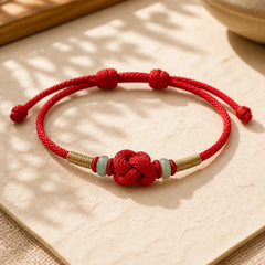 Red String Jade Luck Fortune Knot Braided String Bracelet featuring Red String, Jade