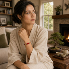 Red String Jade Luck Fortune Knot Braided String Bracelet featuring Red String, Jade
