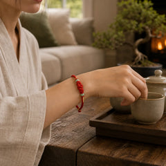 Red String Jade Luck Fortune Knot Braided String Bracelet featuring Red String, Jade