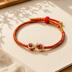 Red String Mobius Strip Year Of The Snake Luck Braided Bracelet featuring Red String
