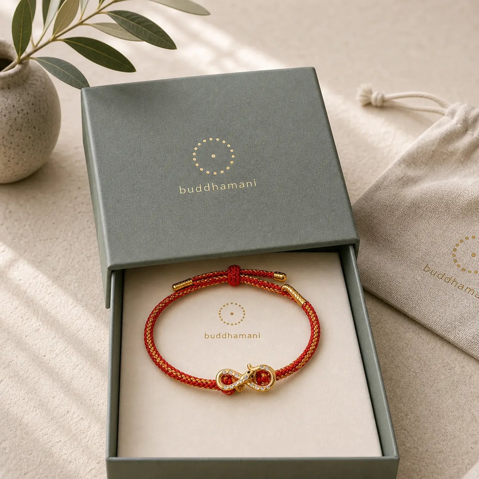 Red String Mobius Strip Year Of The Snake Luck Braided Bracelet featuring Red String