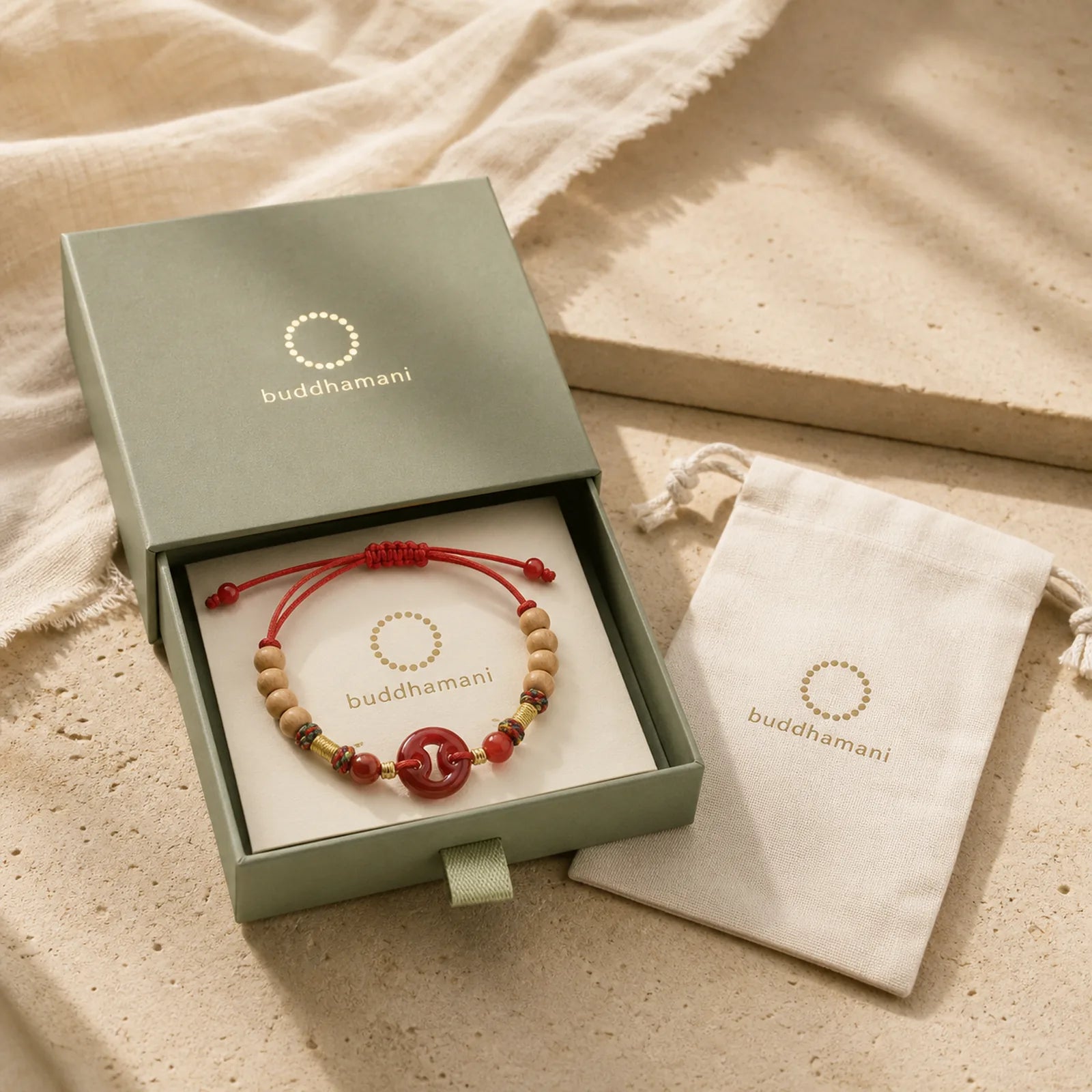 Red String Peach Wood Peace Buckle Cinnabar Protection Adult Kid Bracelet featuring Red String, Peach Wood, Peace Buckle
