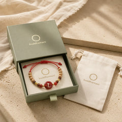 Red String Peach Wood Peace Buckle Cinnabar Protection Adult Kid Bracelet featuring Red String, Peach Wood, Peace Buckle