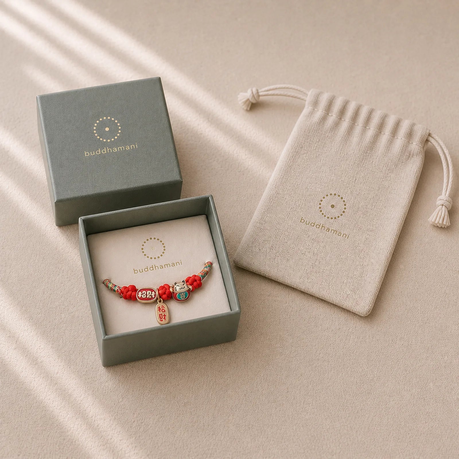 Red String Plaited Auspicious Fu Character Protection Adjustable Cats Pet Collar featuring Red String, Fu Character