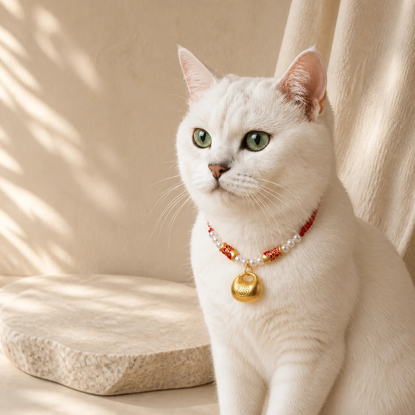Red String Plaited Koi Fish Fu Character Fortune Adjustable Cats Dogs Pet Collar featuring Red String, Koi Fish, Fu Character