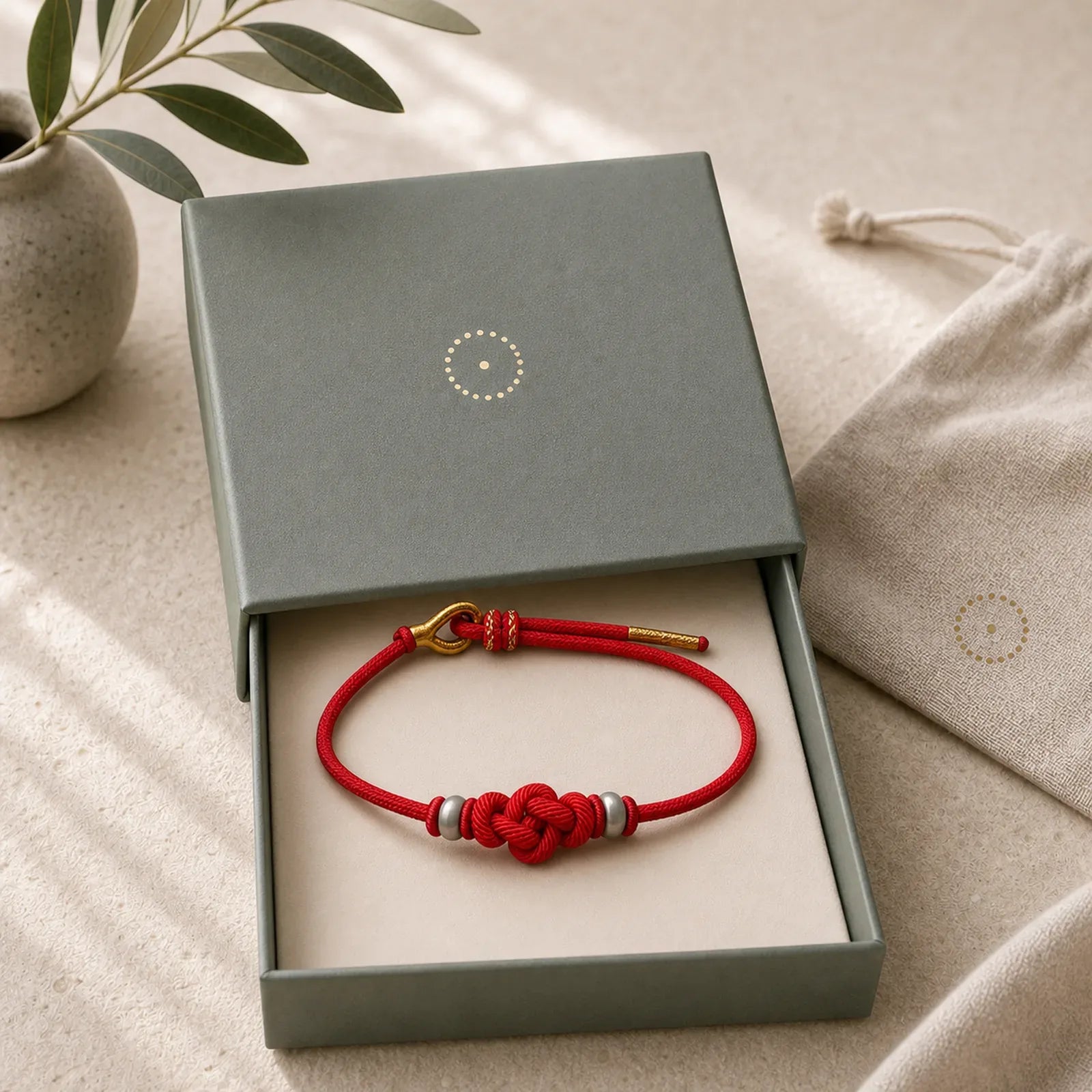 Red String Ruyi Knot Protection Bracelet featuring Red String