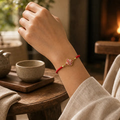 Red String Song Brocade Four-leaf Clover Luck Bracelet featuring Red String