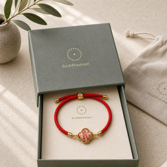 Red String Song Brocade Four-leaf Clover Luck Bracelet featuring Red String
