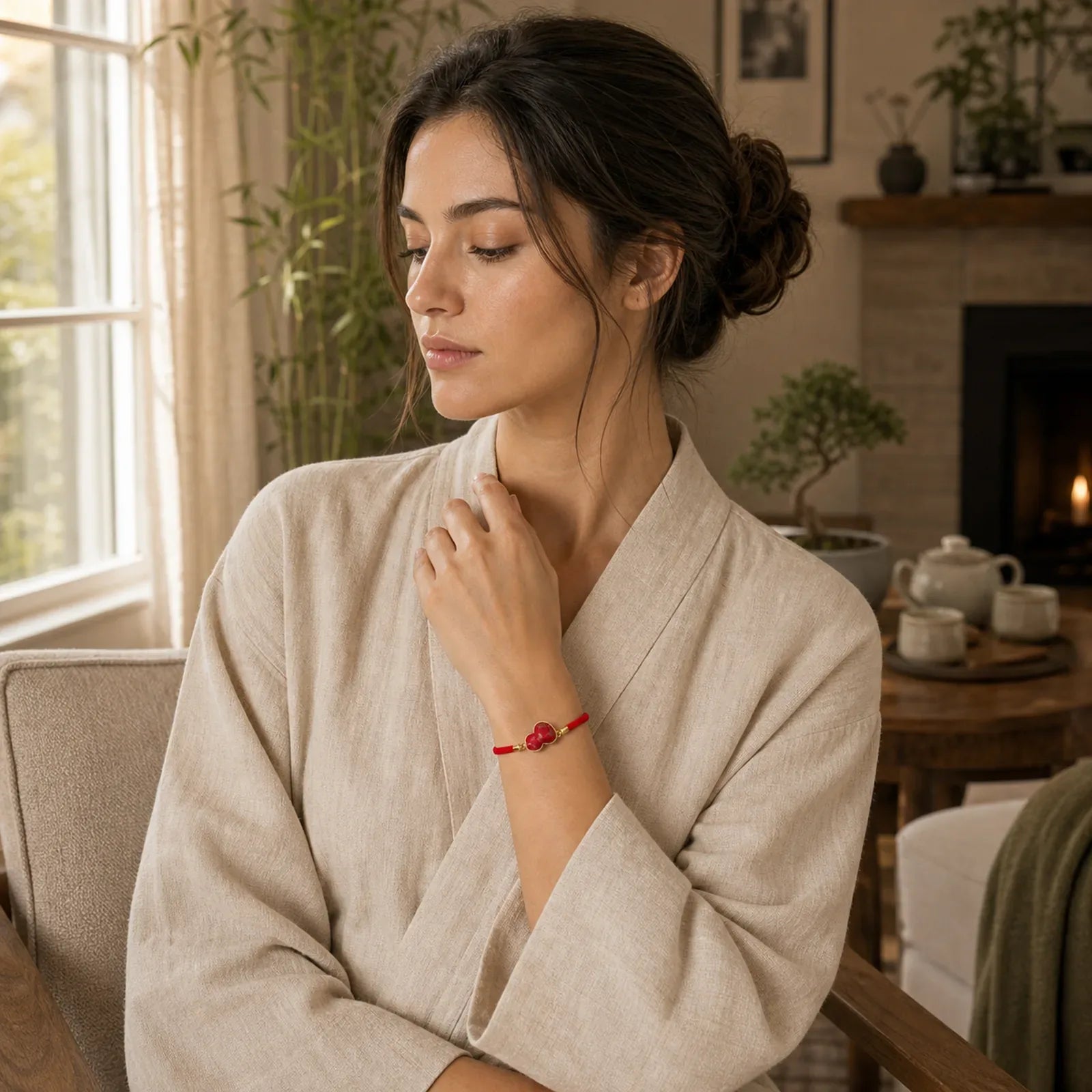 Red String Song Brocade Gourd Protection Bracelet featuring Red String