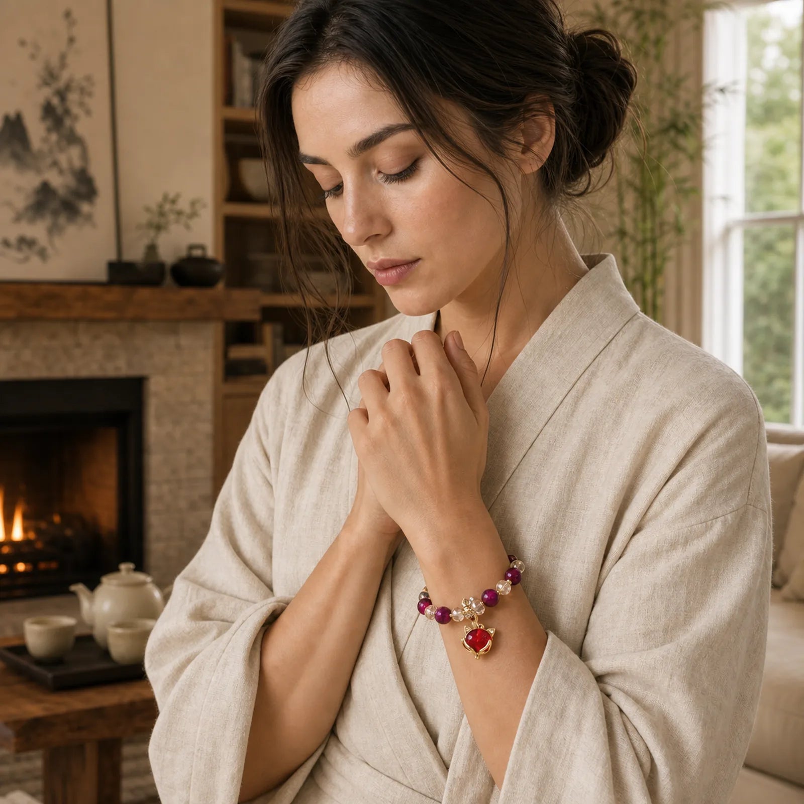 Red Tiger Eye PiXiu Fox Protection Self Confidence Bracelet featuring Red Tiger Eye, Tiger Eye, Pixiu