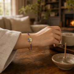 Resin Handmade Birth Flower Adjustable Braided Rope Bracelet featuring Red String, Copper