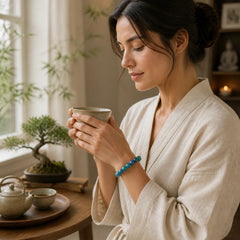 Restores Calmness Cool Color Series Love Tranquility Bracelet featuring Tiger Eye, Aquamarine, Amethyst