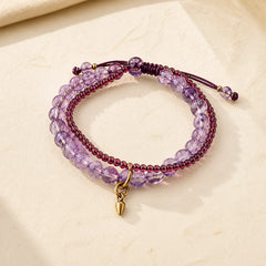 Retro 6mm Amethyst 4mm Garnet Multilayer Balance Bracelet featuring Amethyst, Garnet
