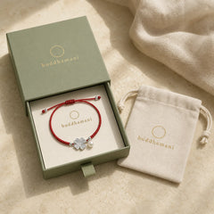 Retro 925 Sterling Silver Four Leaf Clover Pearl Luck Red String Bracelet featuring Silver, Pearl, Red String