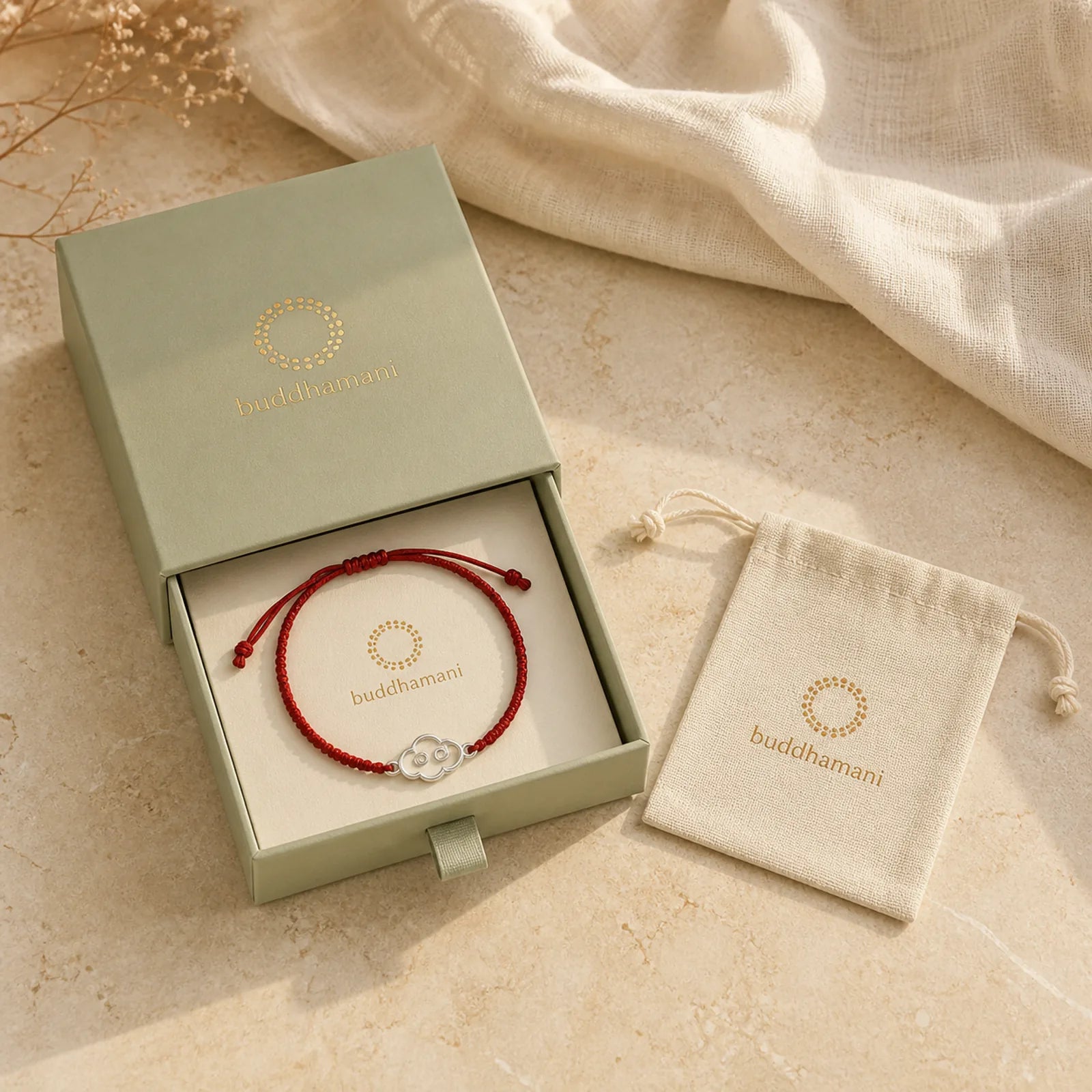 Retro 925 Sterling Silver Ruyi As One Wishes Red String Braided Luck Bracelet featuring Silver, Red String